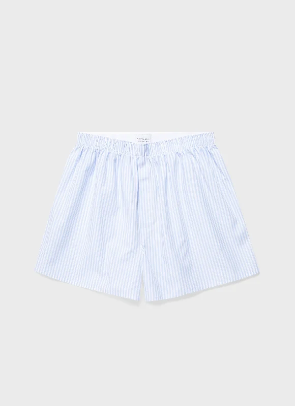 Men's Classic Boxer Shorts in White/Light Blue