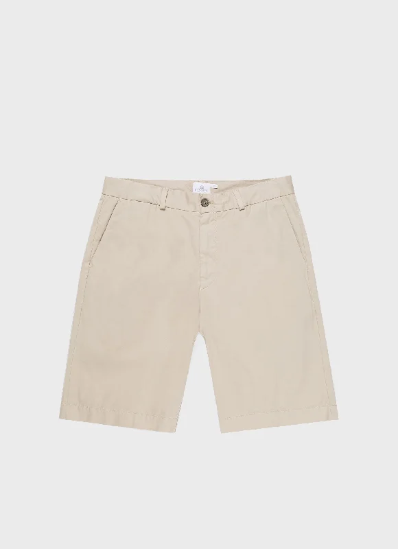 Men's Stretch Cotton Twill Chino Shorts in Light Stone