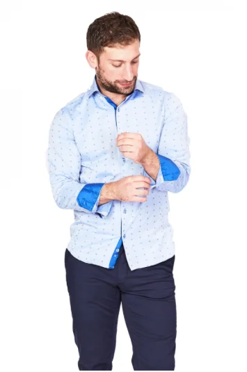 Light Blue & Royal Blue Sport Fit Casual Shirt