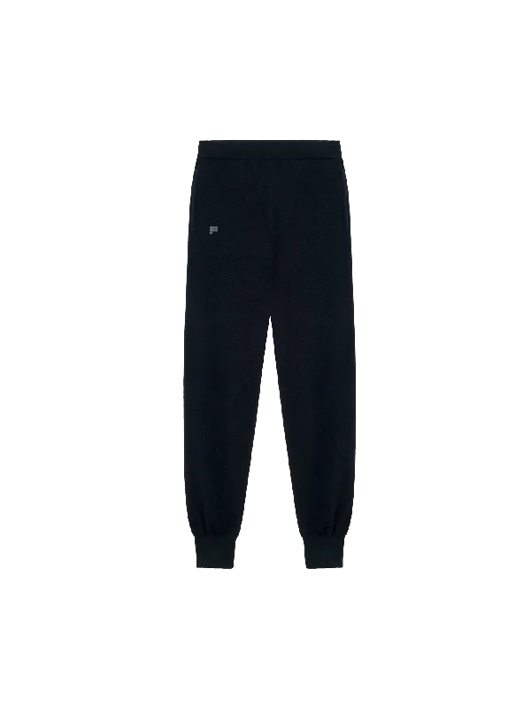 Mens Recycled Cashmere Track Pants—black