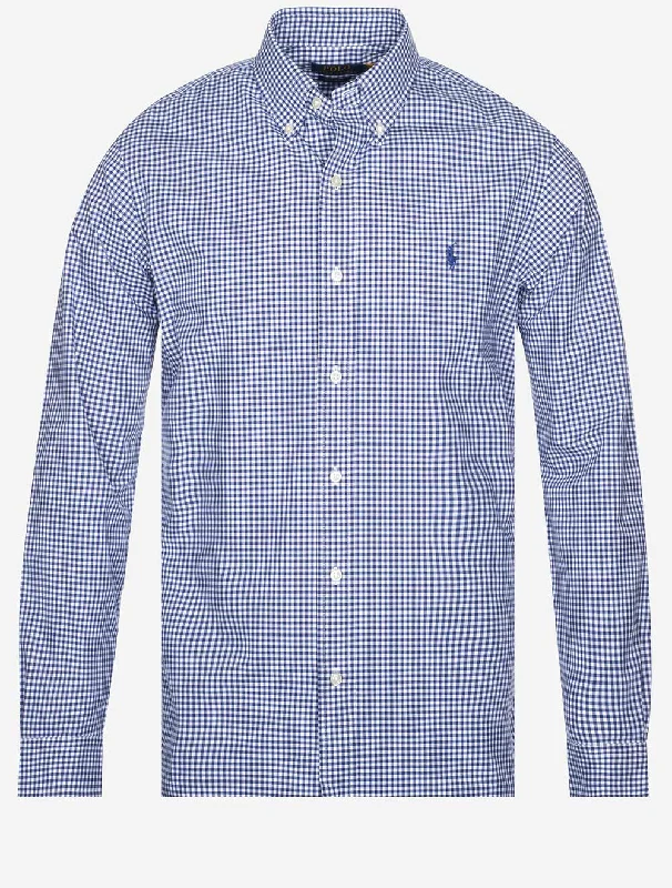 Poplin Gingham Buttondown Shirt Navy