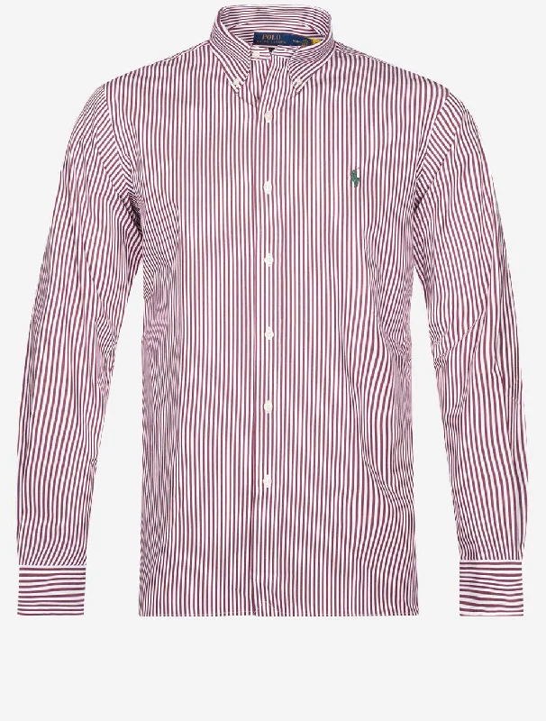 Poplin Stripe Buttondown Shirt Red