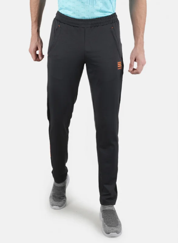 Men Grey Self Design Track Pant