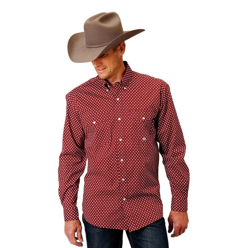 Roper Western Shirt Mens L/S Back Yoke Wine 03-001-0325-4016 WI