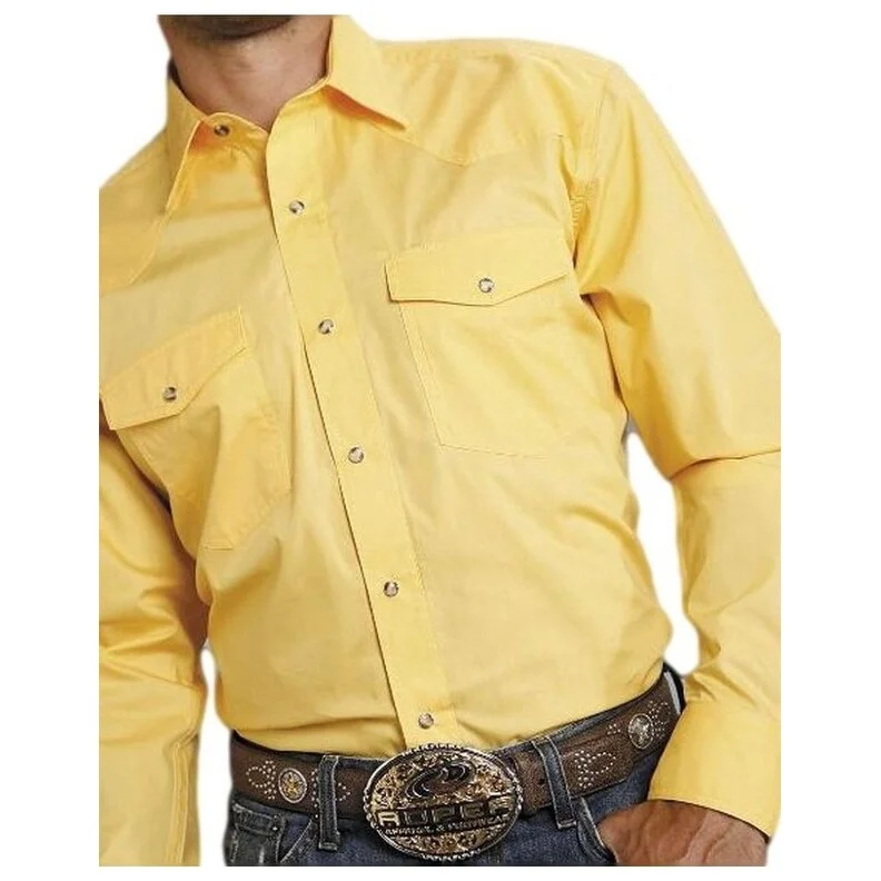 Roper Western Shirt Mens L/S Snap Solid Yellow 03-001-0265-1030 YE