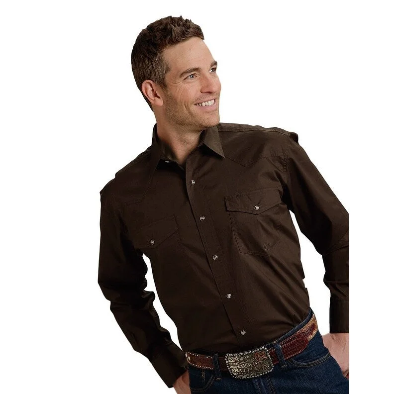 Roper Western Shirt Mens Long Sleeve Snap Brown 03-001-0765-1069 BR