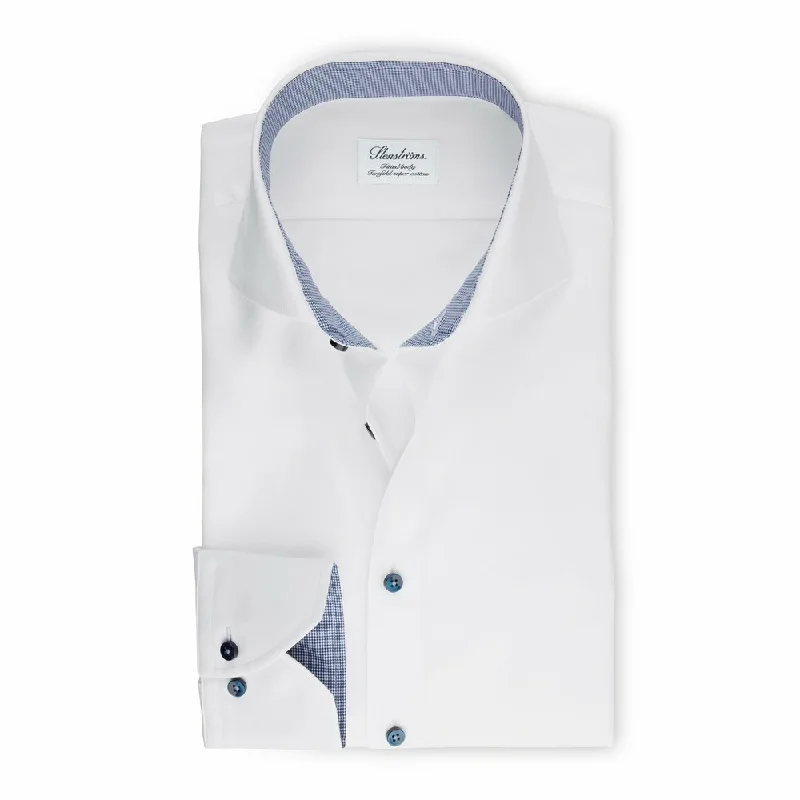 Stenstroms Fitted Body Shirt with Contrast 684111 1177 000 White