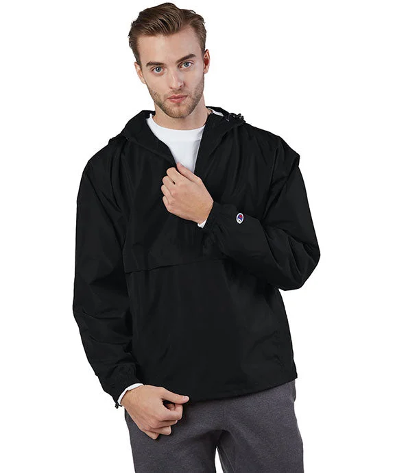 CO200 - Champion Adult Packable Anorak 1/4 Zip Jacket | Black