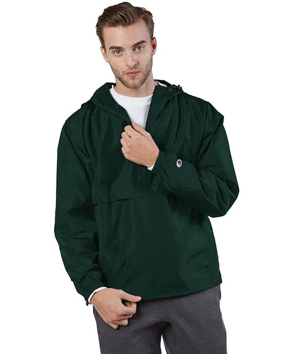 CO200 - Champion Adult Packable Anorak 1/4 Zip Jacket | Dark Green