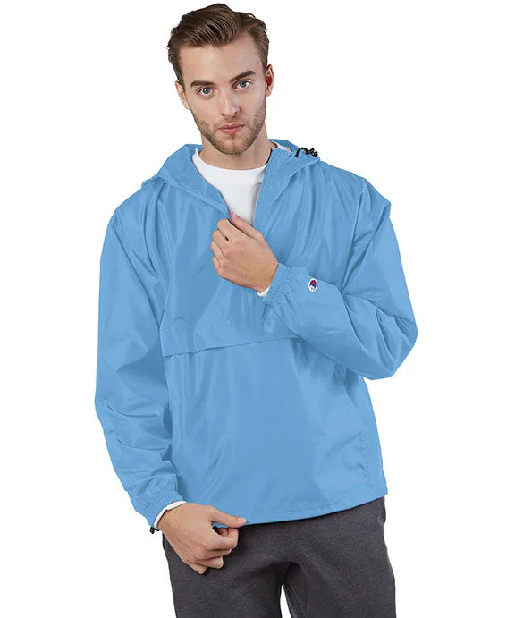 CO200 - Champion Adult Packable Anorak 1/4 Zip Jacket | Light Blue