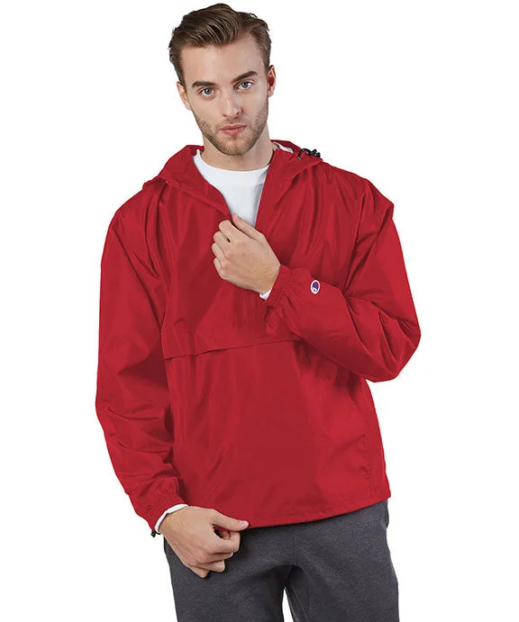 CO200 - Champion Adult Packable Anorak 1/4 Zip Jacket | Scarlet