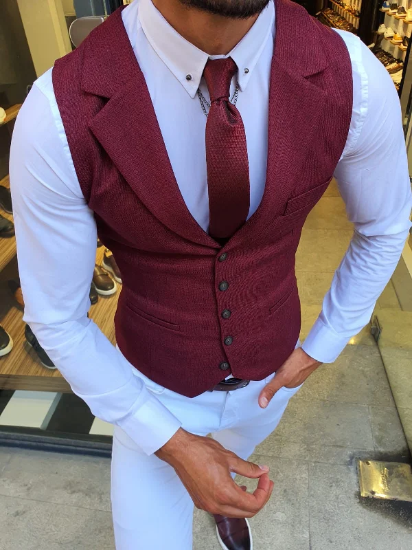 Bellingham Burgundy Slim Fit Vest