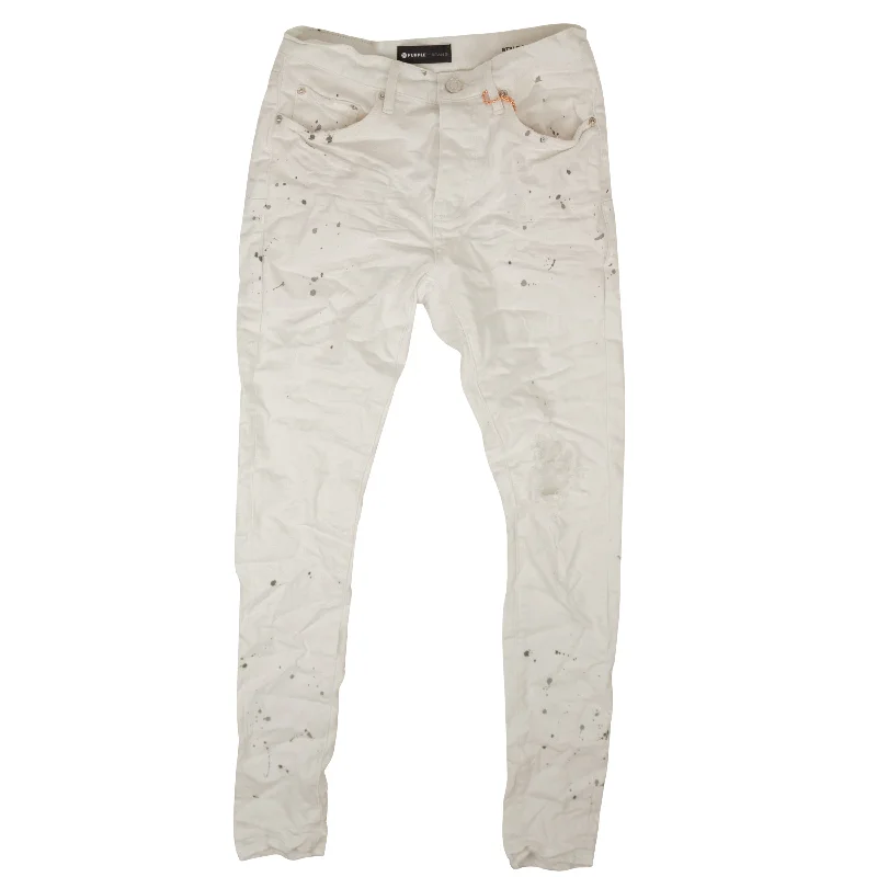 PURPLE BRAND Optic White Paint Blowout Skinny Jeans