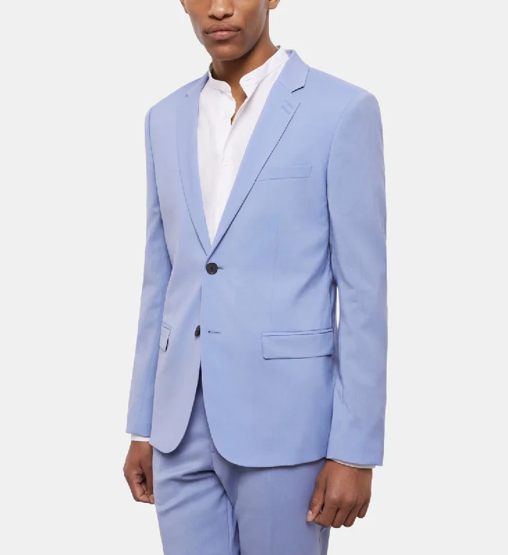 Blue End-on-end Wool Suit Jacket