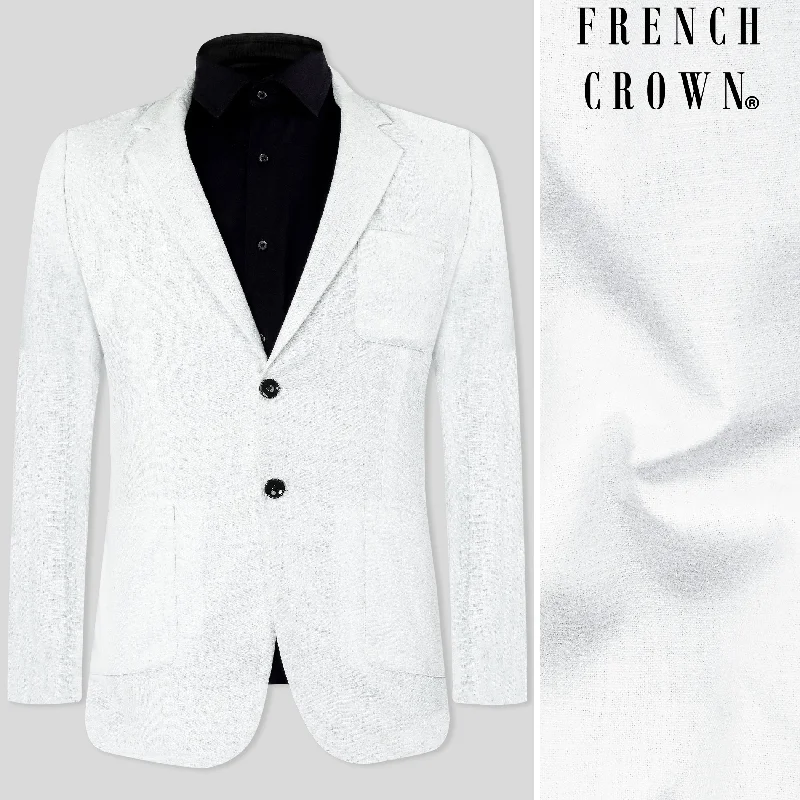 Bright White Luxurious Linen Single Breasted Blazer