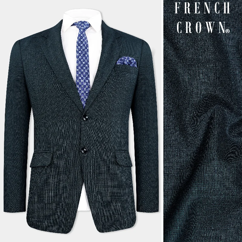 Charade Blue Wool Rich Single Breasted Blazer