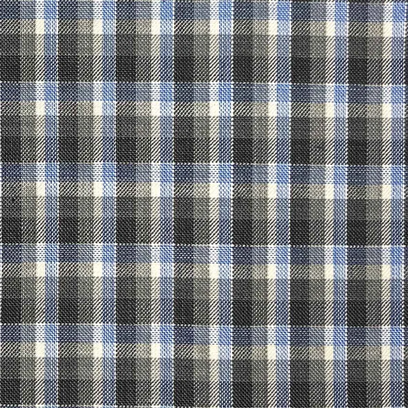 Charcoal Grey With Sky Blue Grid Checks