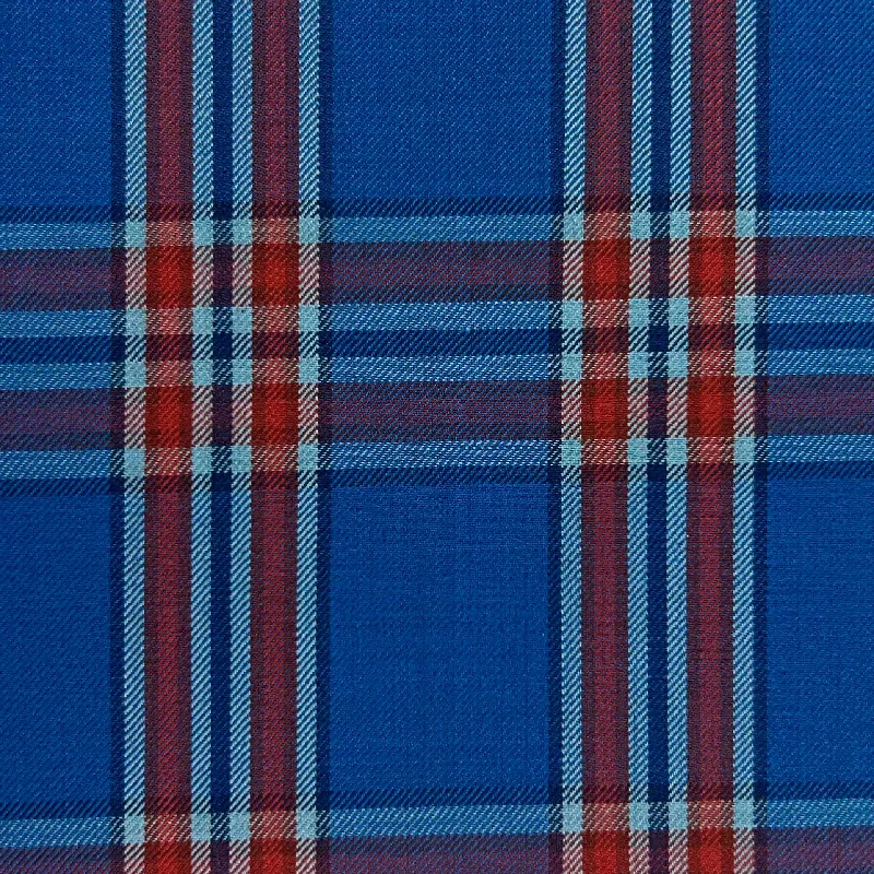 Cobalt Blue With Tomato Red Plaid