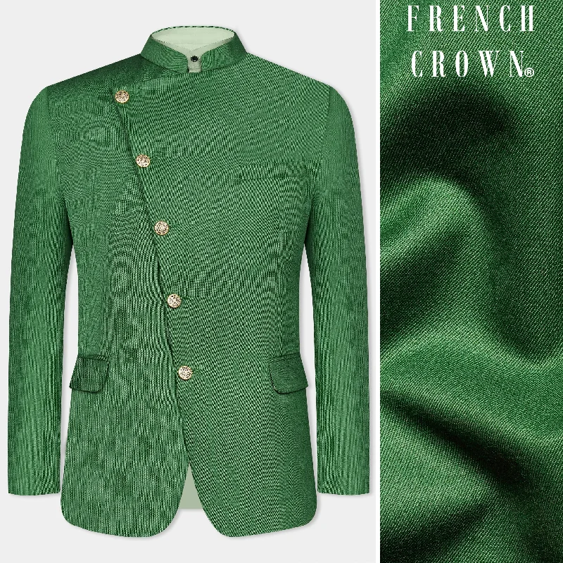 Como Green Cross Placket Bandhgala Wool Rich Blazer