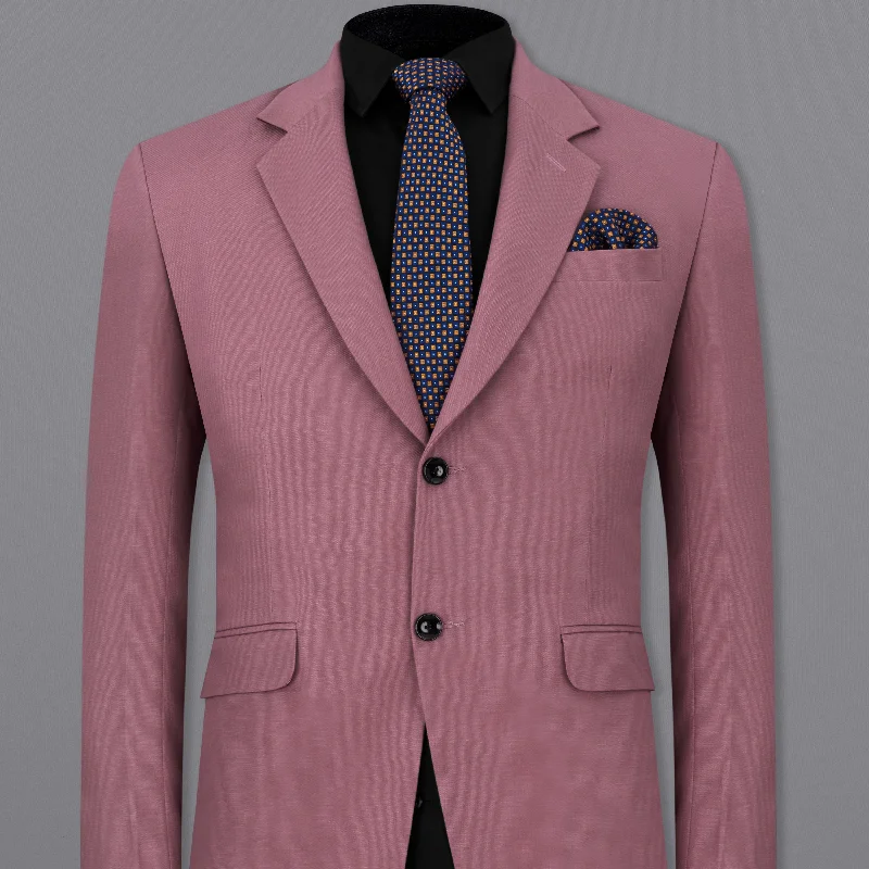 Dark Chestnut Pink Single Breasted Luxurious Linen Blazer