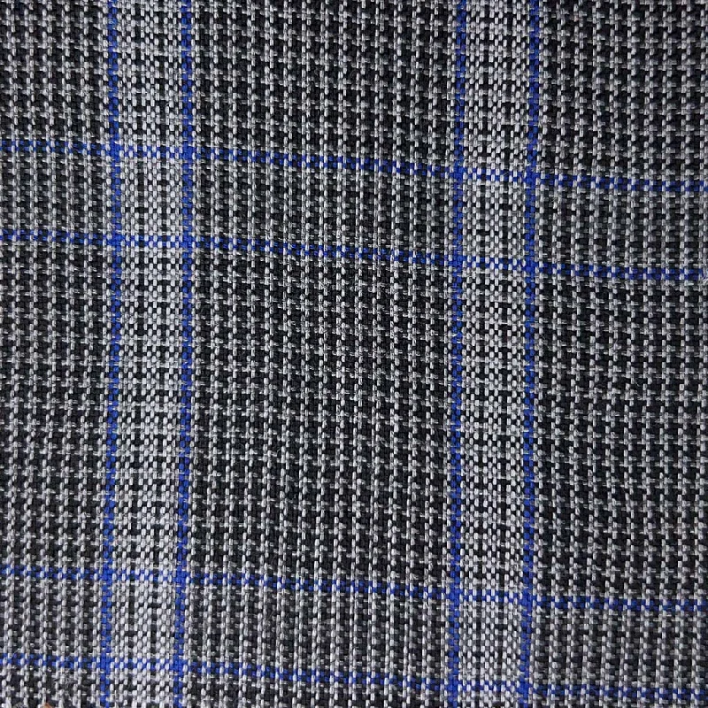 Dark Grey Houndstooth With Blue Plaid