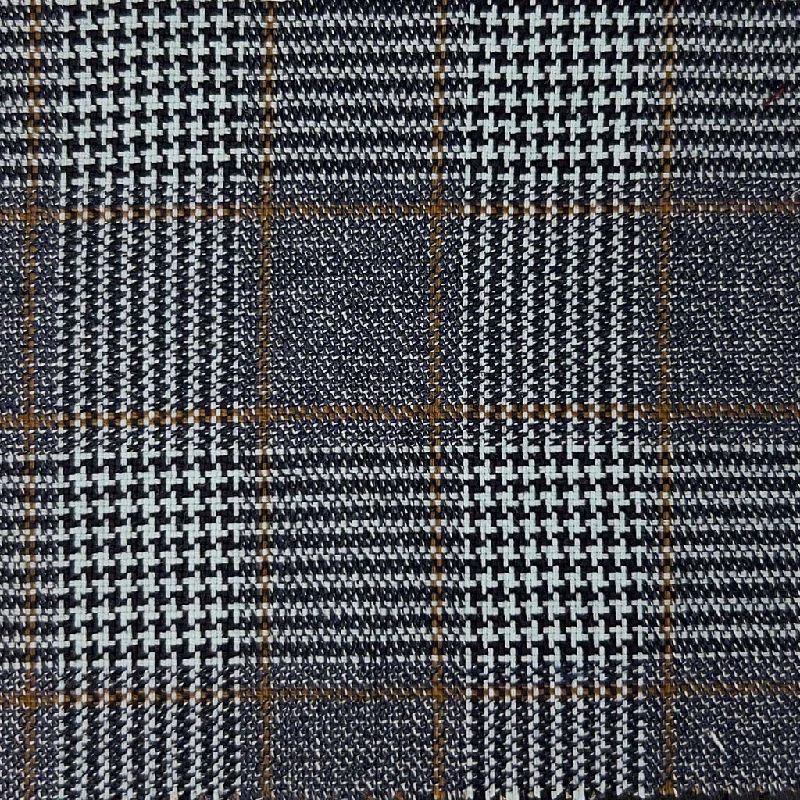 Dark Grey Prince Of Wales Plaid With Brown Windowpane