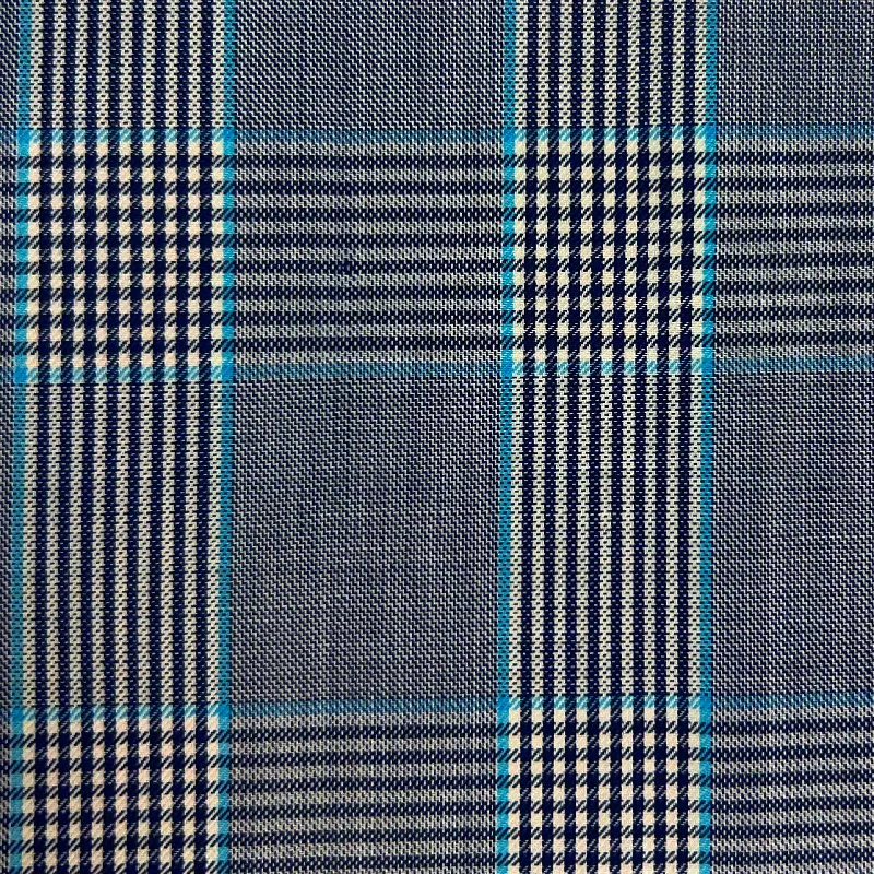 Eggplant With Sky Blue Prince Of Wales Glen Plaid Windowpane