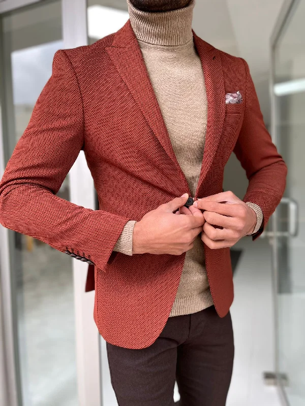 Eros Tile Slim Fit Peak Lapel Wool Blazer