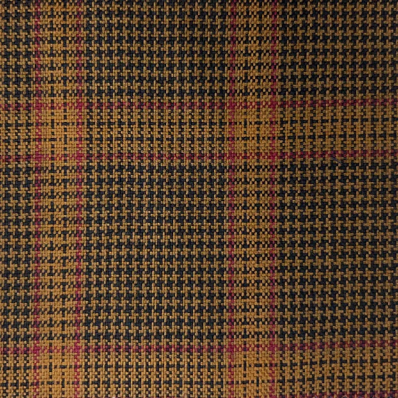 Golden Brown Houndstooth With Crimson Red Plaid