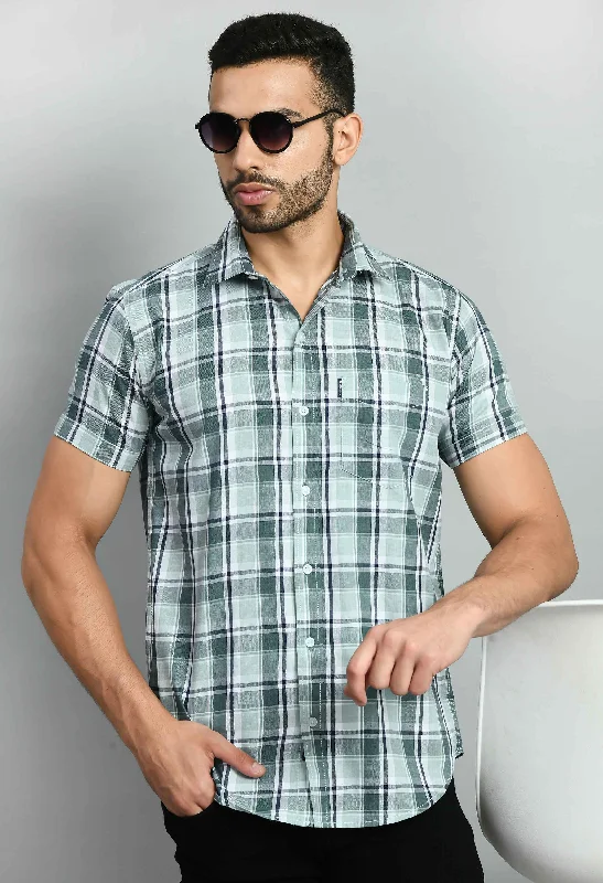 Green Short Sleeve Cotton Shirt