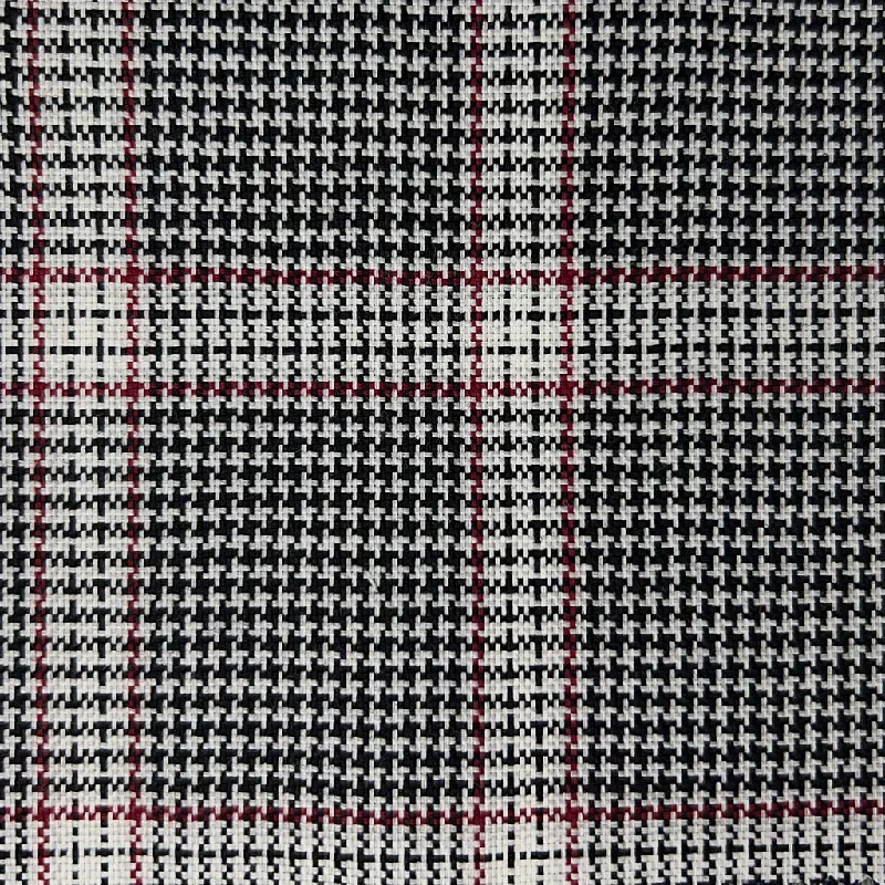 Grey Houndstooth With Maroon Plaid