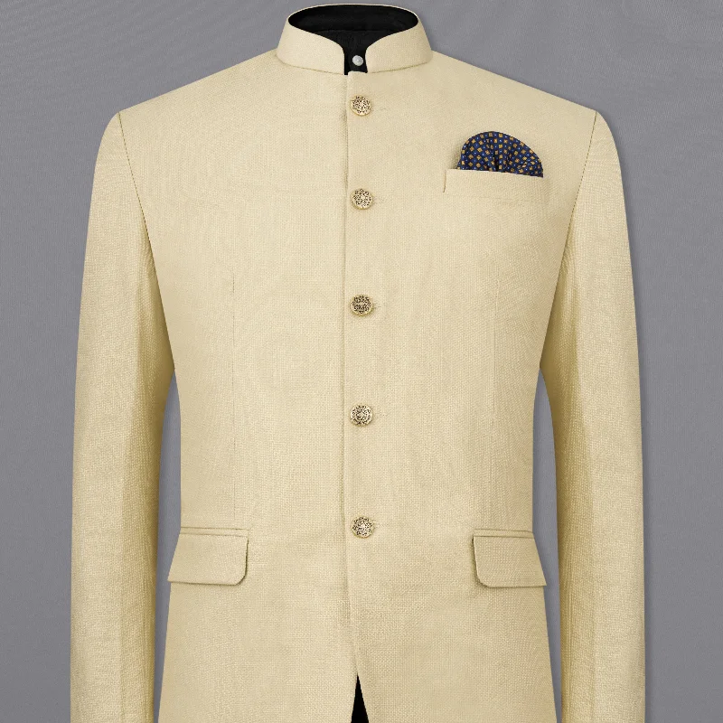 Hampton Beige Premium Cotton Bandhgala Blazer