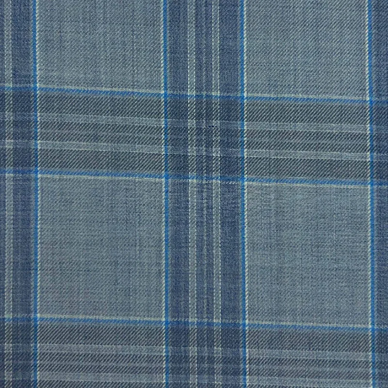 Light Grey With Azure Blue Plaid