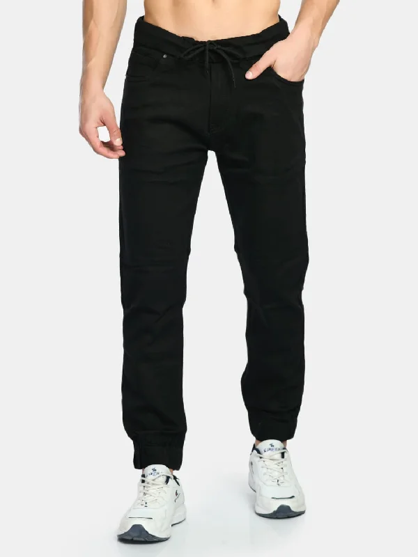 Men's Black Solid Narrow Fit Casual Jogger