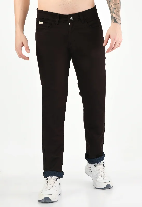 Mid Rise Straight Fit Solid Casual Pant