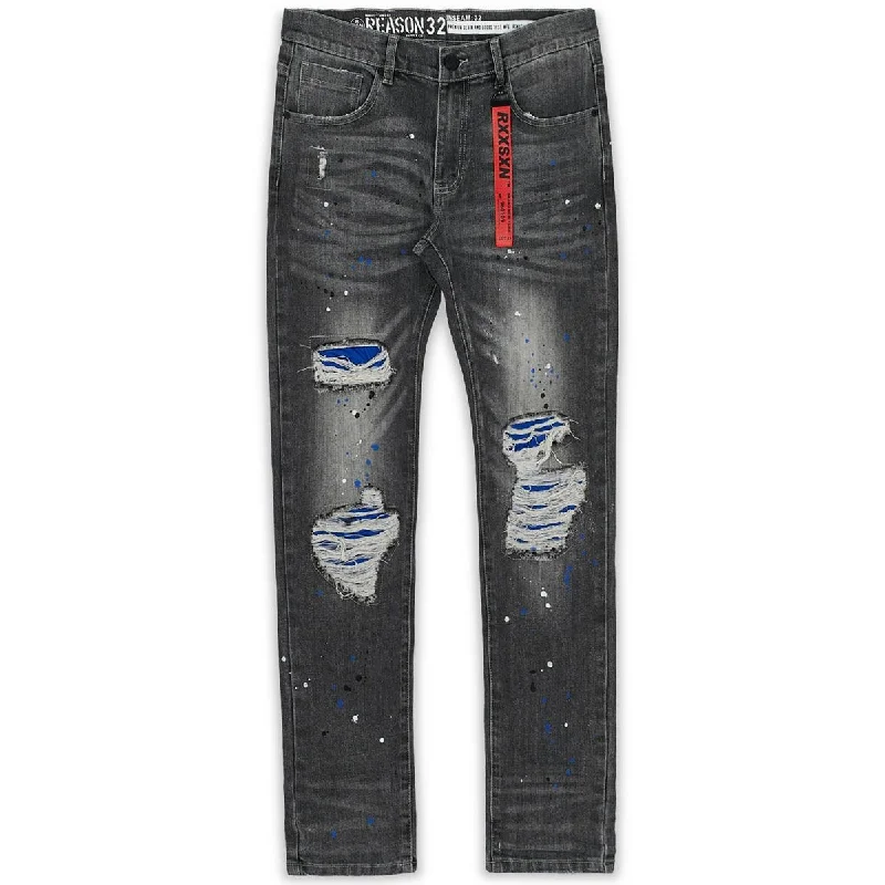 Reason Mens Mid-Rise Distressed Straight Leg Jeans