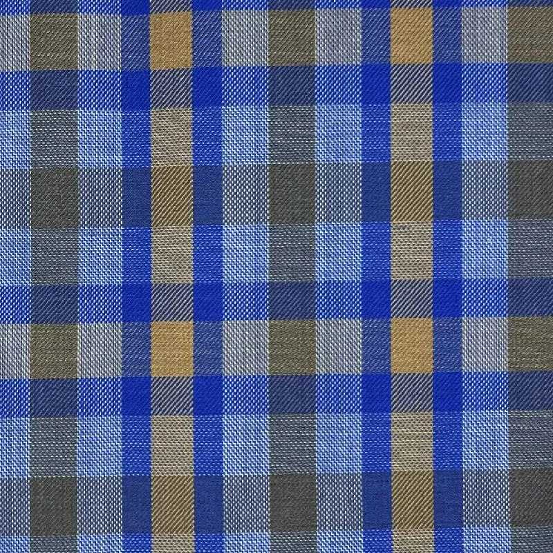 Royal Blue With Tan And Navy Blue Grid Checks