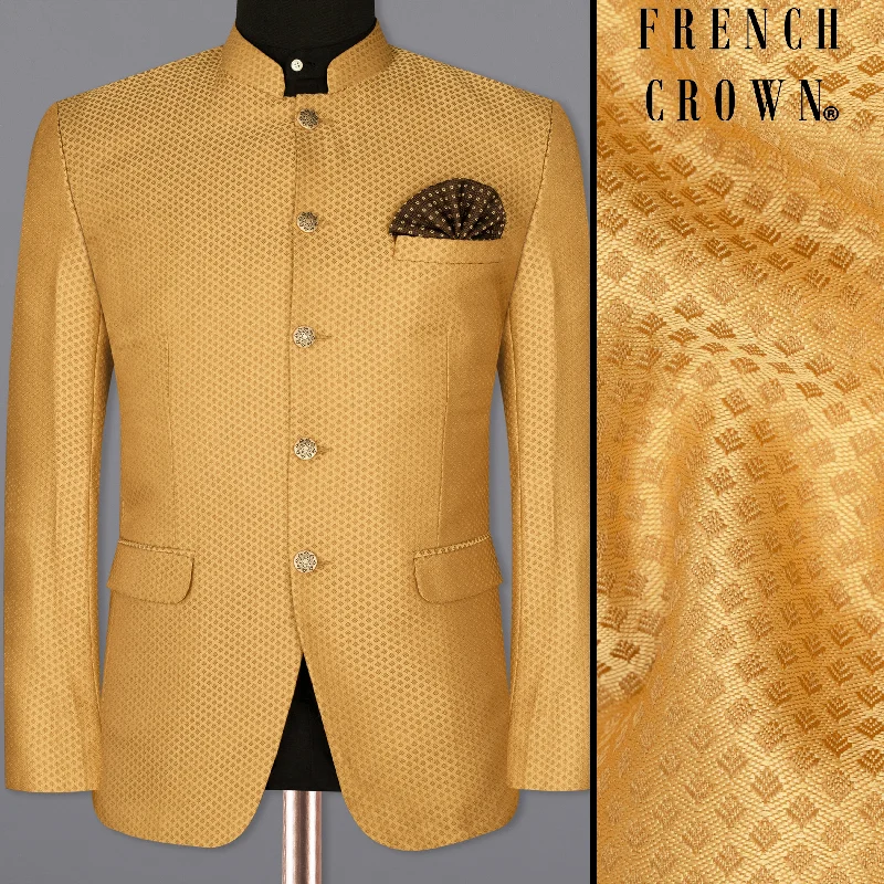 Sandy Brown Textured Bandhgala Designer Blazer