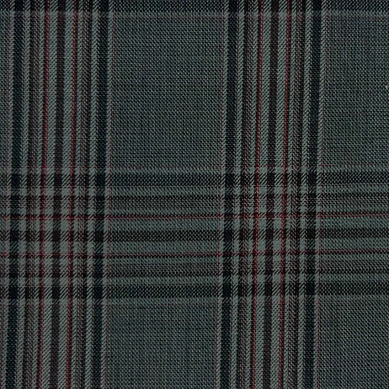 Slate Grey With Cherry Red Plaid