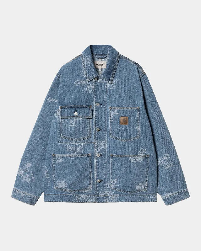 Stamp Print Jacket | Blue (bleached)