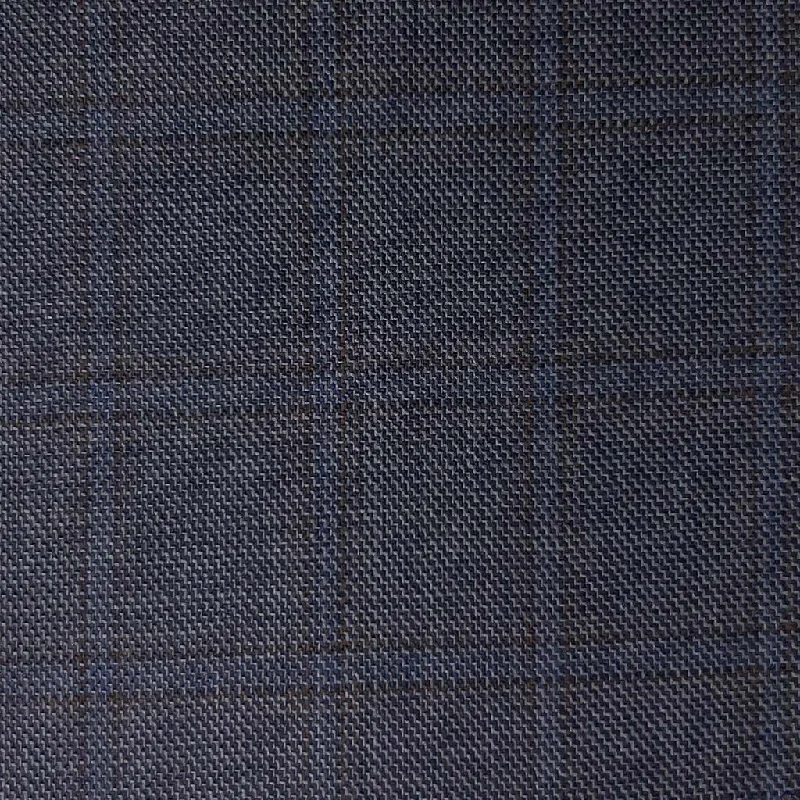 Steel Navy Self Textured Windowpane