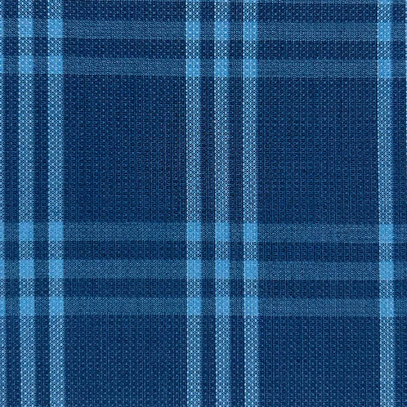 Stone Blue With Sky Blue Plaid Hopsack