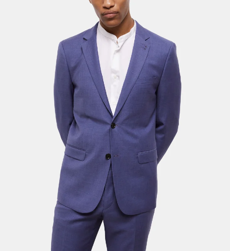 Textured Wool Two Button Suit Jacket