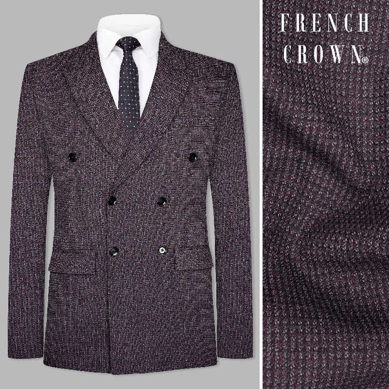 Thunder Purple Textured Wool Rich Double Breasted Suit