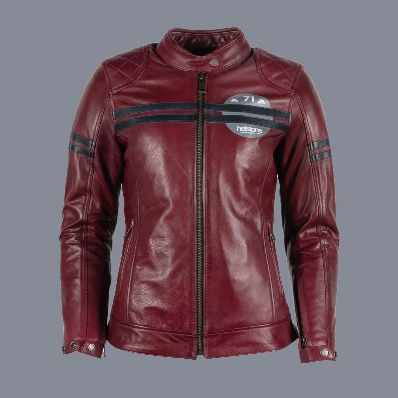 BLOUSON HELSTONS CUIR FEMME CHICA BORDEAUX