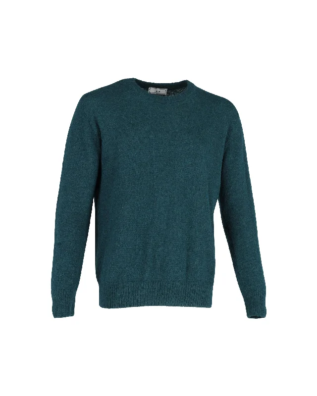 Ami Paris Crewneck Sweater in Green Wool