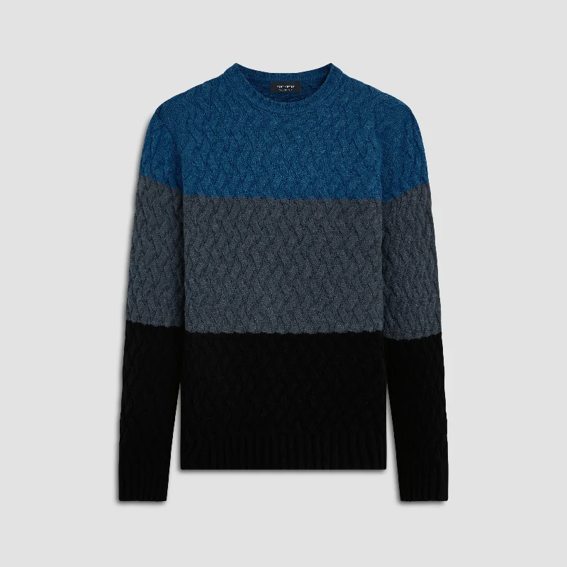 Basketweave Stitch Crew Neck Sweater