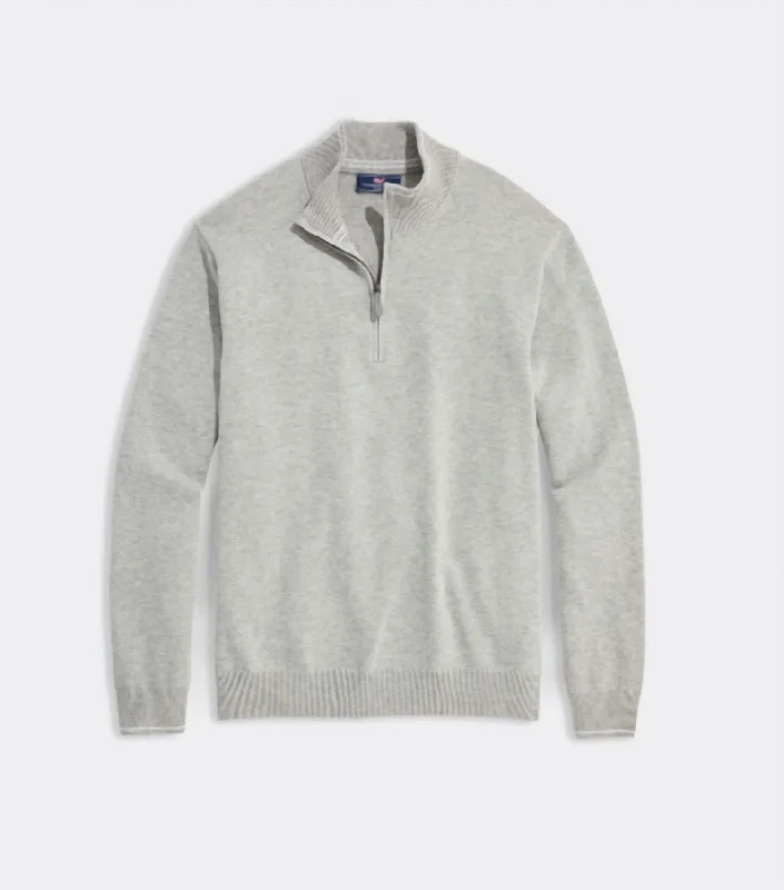 Boathouse Tipped Quarter-Zip In Light Grey Heather