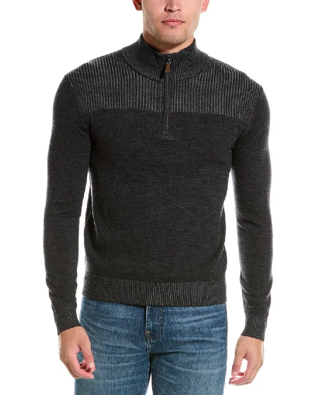 Bruno Magli Plaited 1/4-Zip Wool Mock Sweater