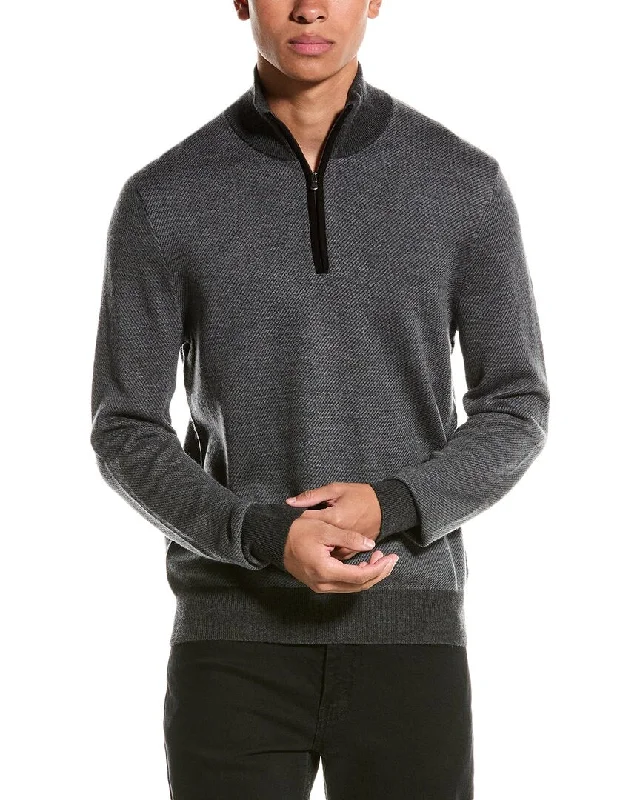 Bruno Magli Twill Suede-Trim Wool Pullover